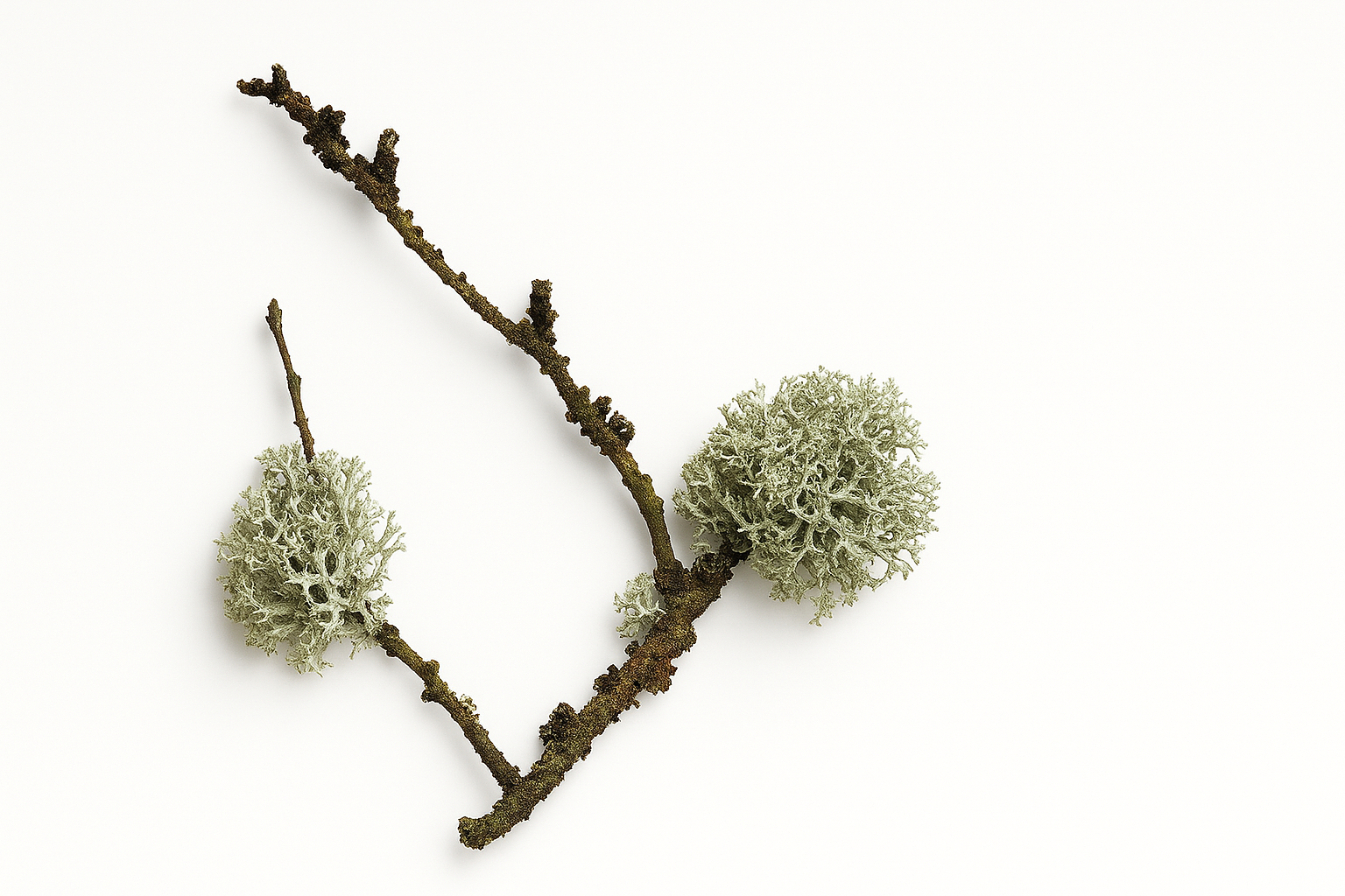 Close-up of Evernia prunastri lichen growing on oak tree bark